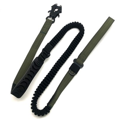 Correa táctica para perros por bungee con clip de rana y cinturón de seguridad para el automóvil